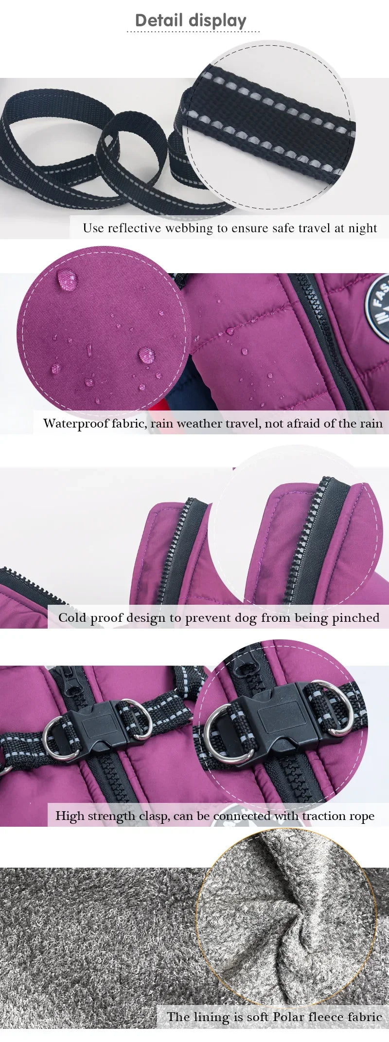 Chaqueta grande con arnés para perro, ropa cálida de invierno para labrador, abrigo impermeable para perro grande, trajes para chihuahua y bulldog francés.