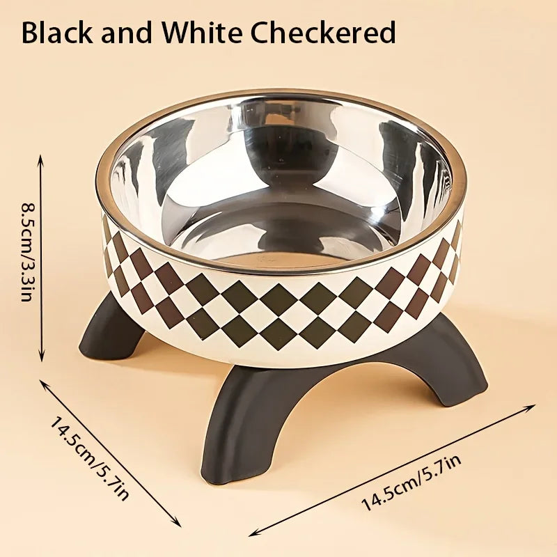 Stainless Steel Pet Bowl – Anti-Tip Elevated Design with Non-Slip Silicone Base & Chew-Proof Edge for Small Cats/Dogs Feeding