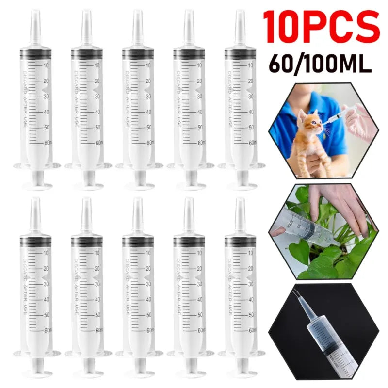 60ml Without Needle Plastic Nutrient Syringe 1-20Pcs Measuring Tool For Pump Draw Ink Liquid Oil Glue Applicator Pet Feeding