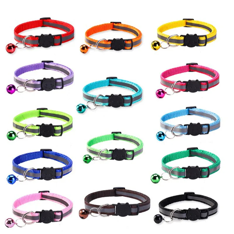 Cat Collar with Bell Cats Necklace Kitten Collar Breakaway  Collar Anti-strangling Armrests for Cat Necklace Pet Strap MBO02