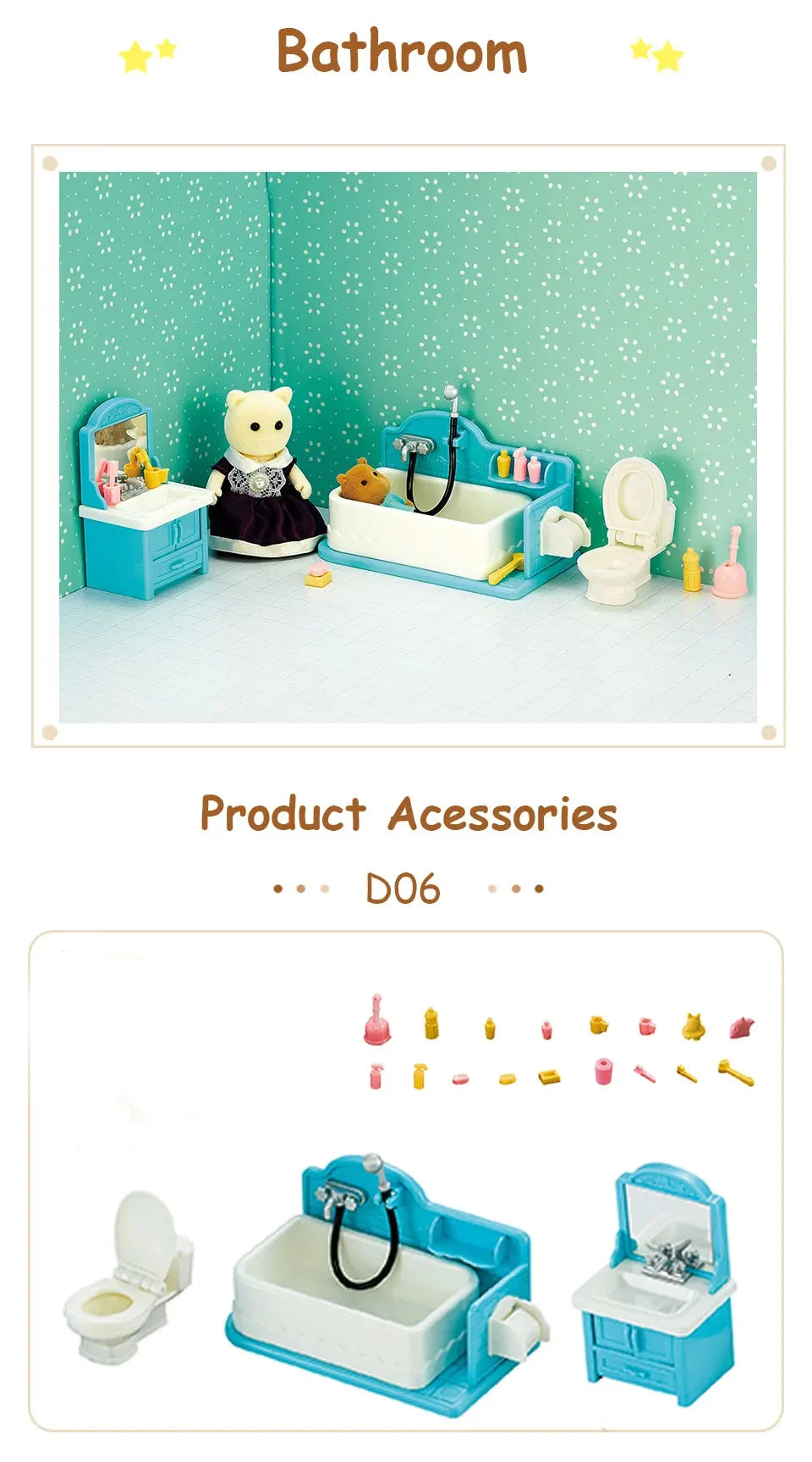 1:12 Miniature Furniture Forest Family Kitchen Toy Dining Table Dollhouse Accessories Bathroom Pretend Play For Girl Gifts Toys