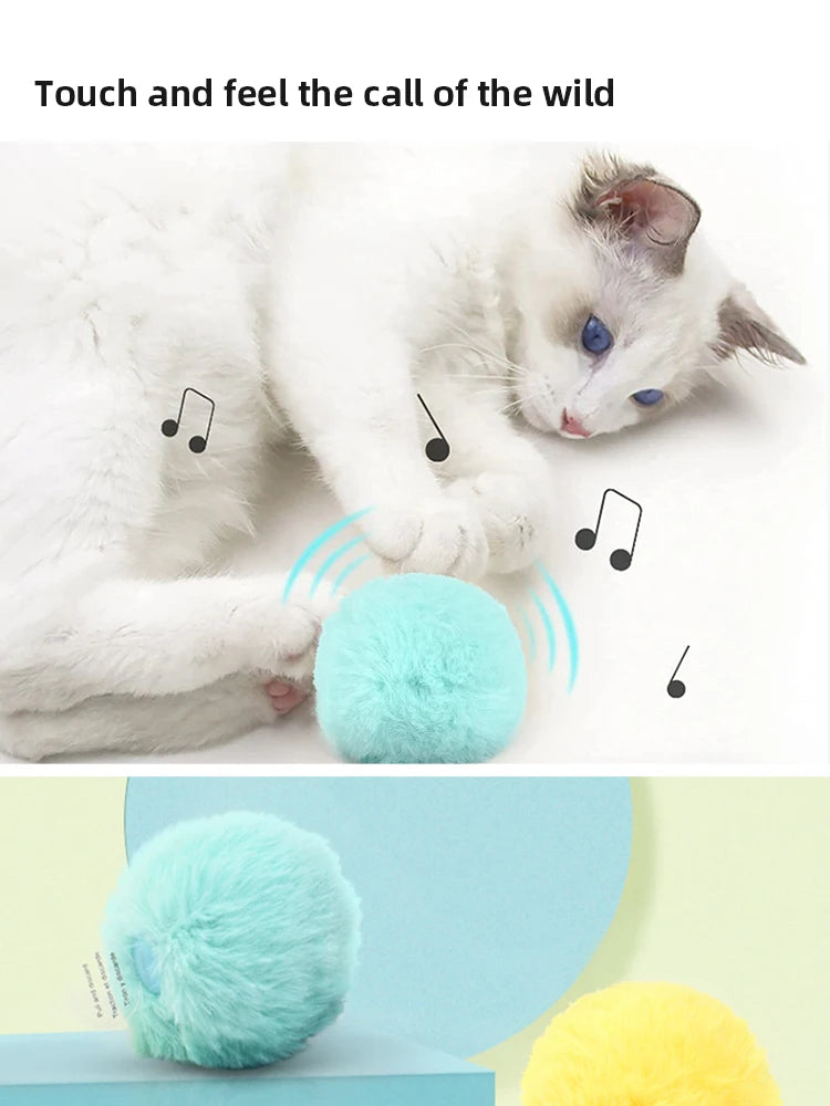 Pelota interactiva inteligente para gatos, juguete de peluche eléctrico con hierba gatera para entrenamiento, juguete con sonido táctil para mascotas, pelota de juguete con chirrido.