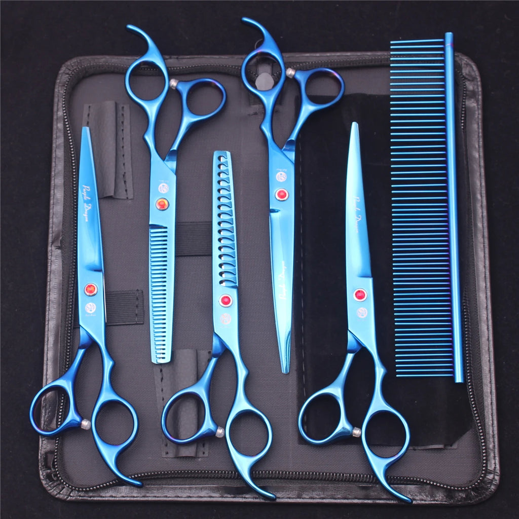 Purple Dragon Dog Grooming Scissors 7" Japan Stainless Straight Shears Pet Thinning Scissors Dog Curved Shears Chunker Z3003