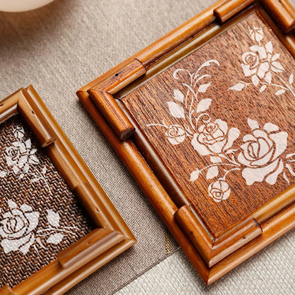 Reusable Rose PET Stencil Floral Template for DIY Wall Art And Furniture Painting