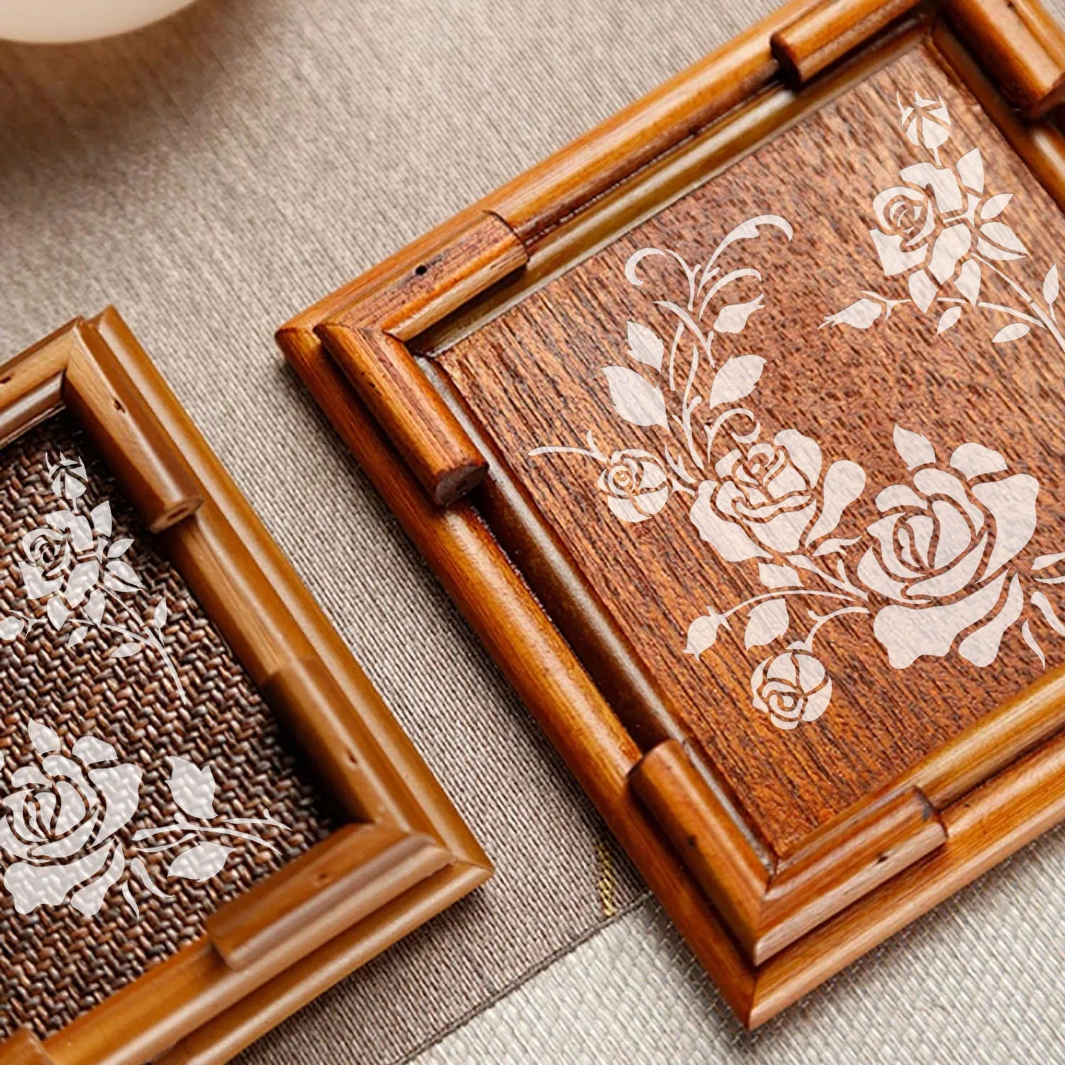 Reusable Rose PET Stencil Floral Template for DIY Wall Art And Furniture Painting