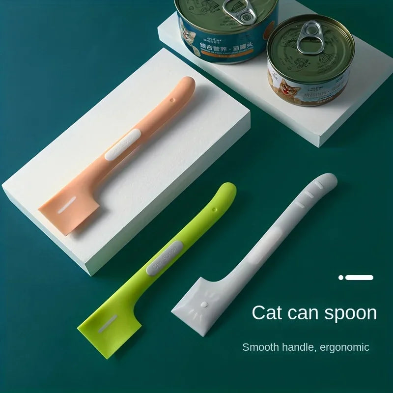 1pc/1set Pet Canned Spoon 3 in 1 Universal Sealing Lids Feeding Stirring Long Handle Cat Scoop Pet Feeding Tableware Accessories