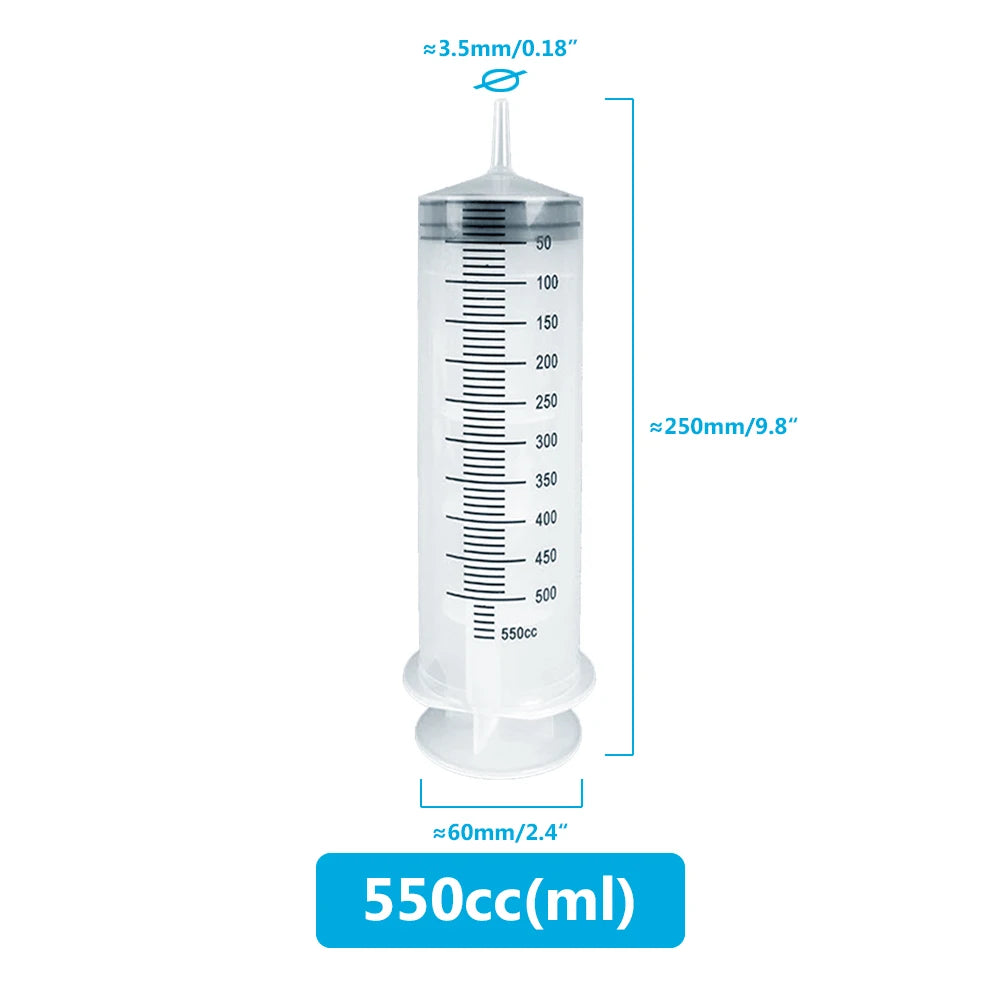 Syringe Large Capacity 100ml-550ml With 1m Hose Pump Injector Pet Feeding Oil Glue Fluid Tool Hydroponics Nutrient Big Syringe