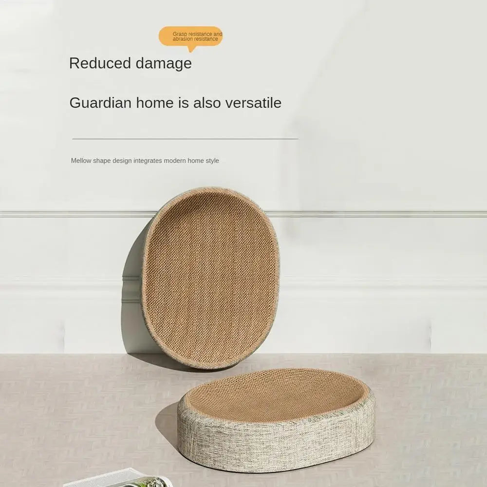 Oval Shaped Scratch Pad for Cats Sisal Scratching Cat Bed Multipurpose Pet Sleeping Mat Wear-Resistant Cat Scratch Bed Nest