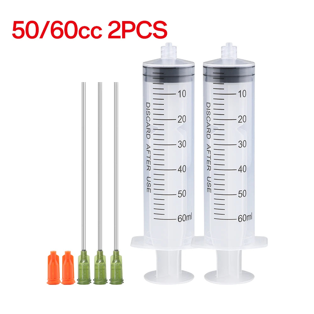 3ml-60ml Plastic Luer Lock Syringe Industrial Syringes With 4 Inch Glue Dispensing Tip and Caps for Oil Glue Liquid,Pet Feeding