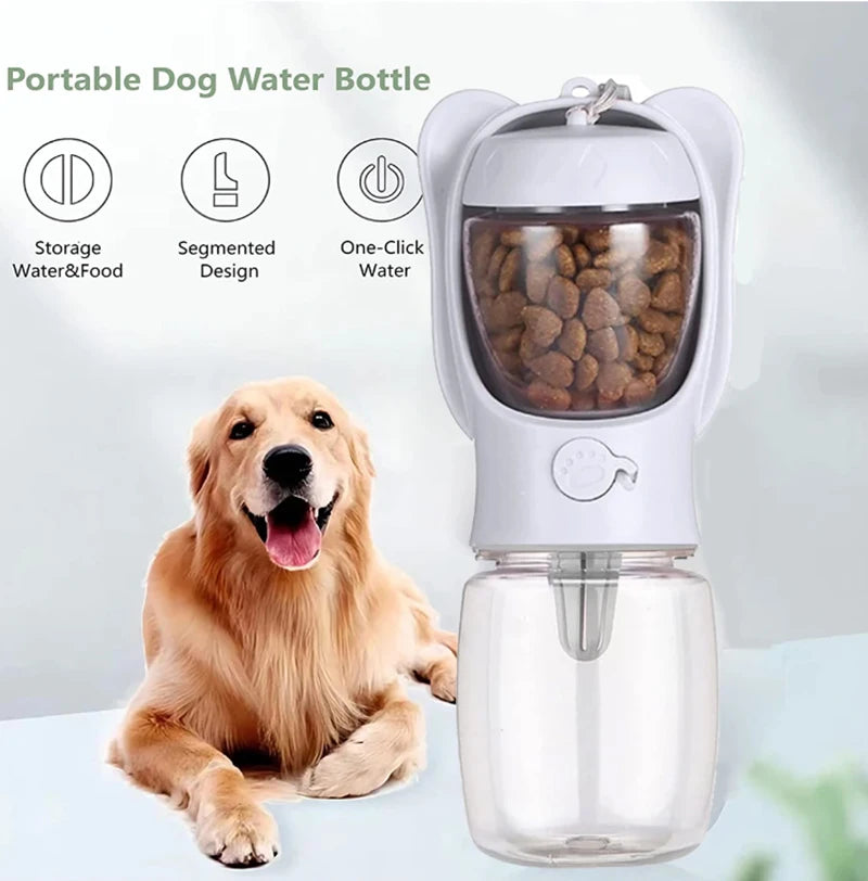 Portable Dog Cat Water Bottle with Storage Food and Water Container Suitable for Pet Dog Feeding Outdoor Travel Pet Supplies