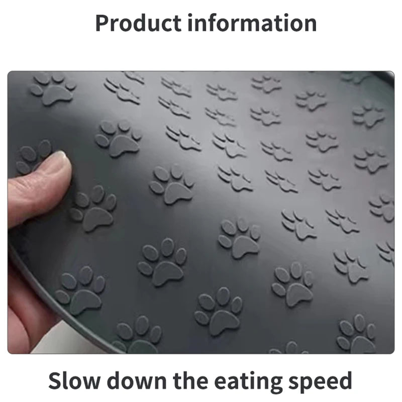 Coffee/pink/gray/black silicone pet meal pad, dog leak-proof feeding pad, round footprint pattern, cat feeding slow licking pad