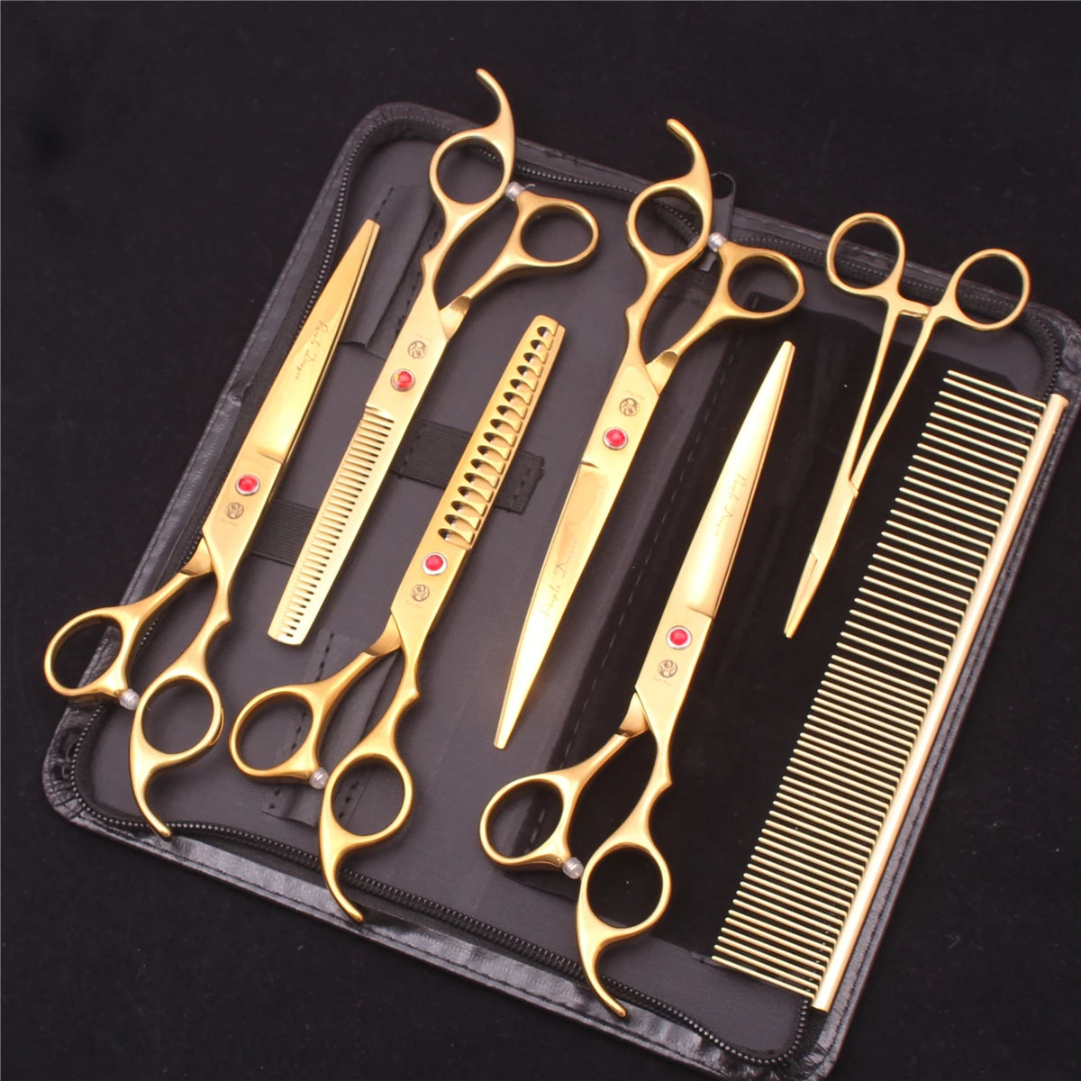 Purple Dragon Dog Grooming Scissors 7" Japan Stainless Straight Shears Pet Thinning Scissors Dog Curved Shears Chunker Z3003