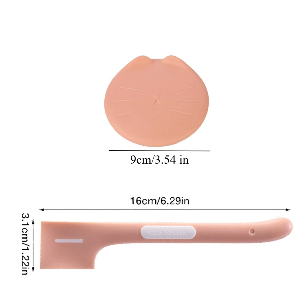 1pc/1set Pet Canned Spoon 3 in 1 Universal Sealing Lids Feeding Stirring Long Handle Cat Scoop Pet Feeding Tableware Accessories