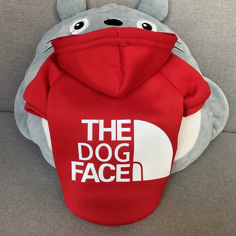 Sudadera con capucha para perro, temporada de otoño e invierno, ropa para perros grandes, estampado de texto en la cara del perro, chaqueta para bulldog francés y labrador.