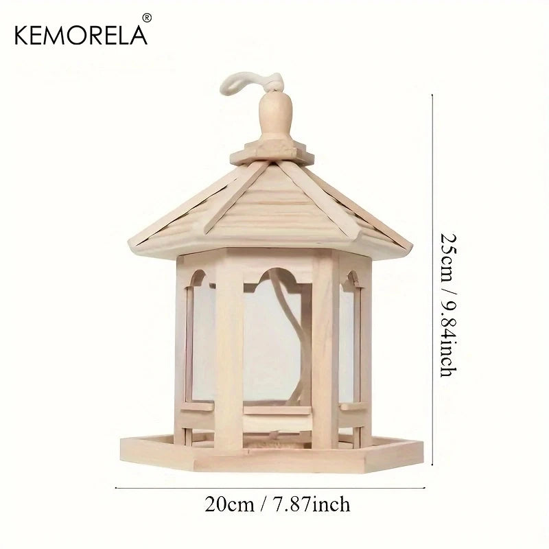 KEMORELA Wooden Bird Feeder House 1PCS Outdoor Decorative Weaved Hanging Birdhouses Pet Bedroom Cage Water Feeding System