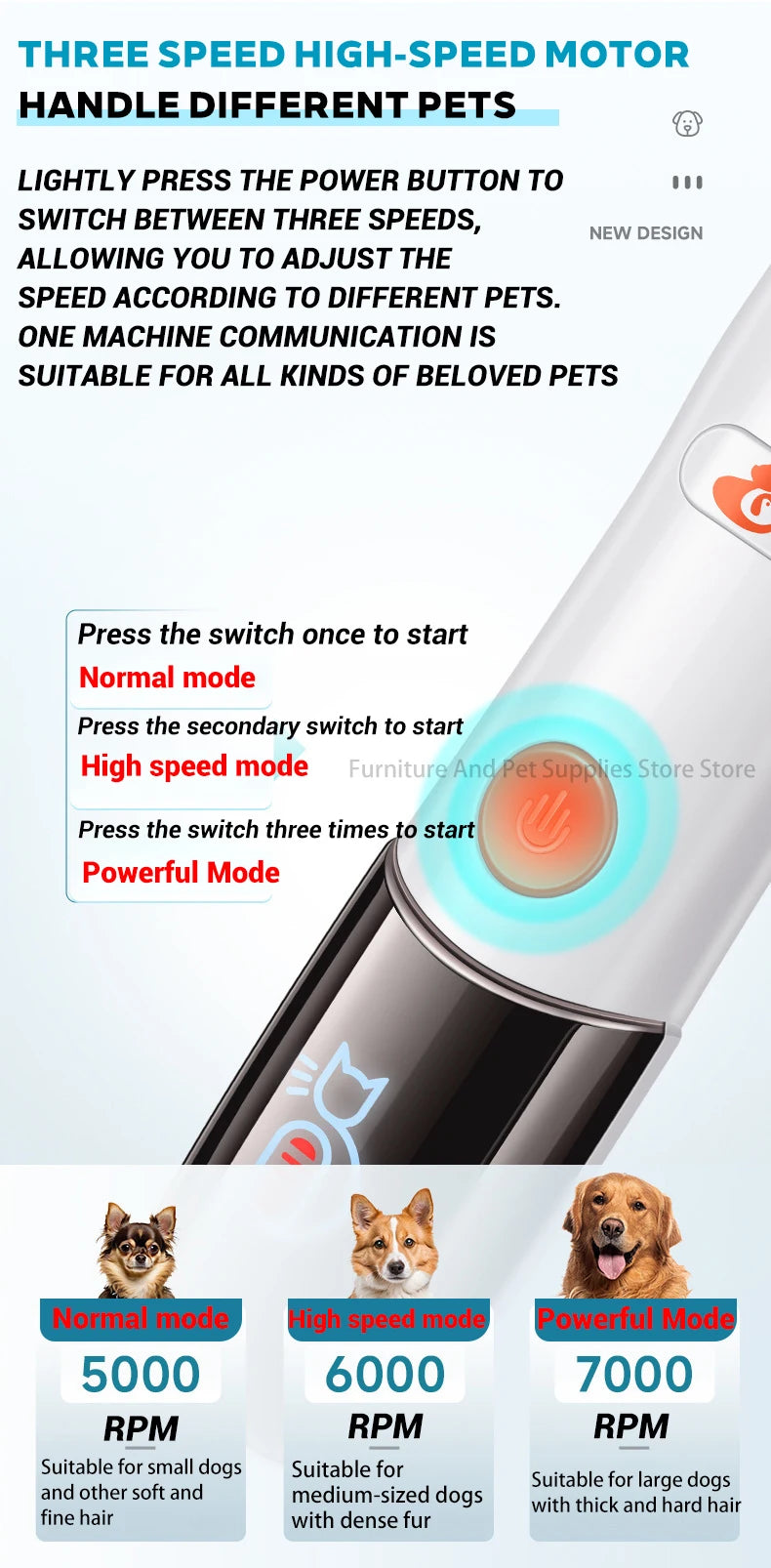 Electric Dogs Grooming Clipper Professional Hair Cutter for Pets Hair Trimmer Cordless Low Noise Shaver Cutter Machine Scissors