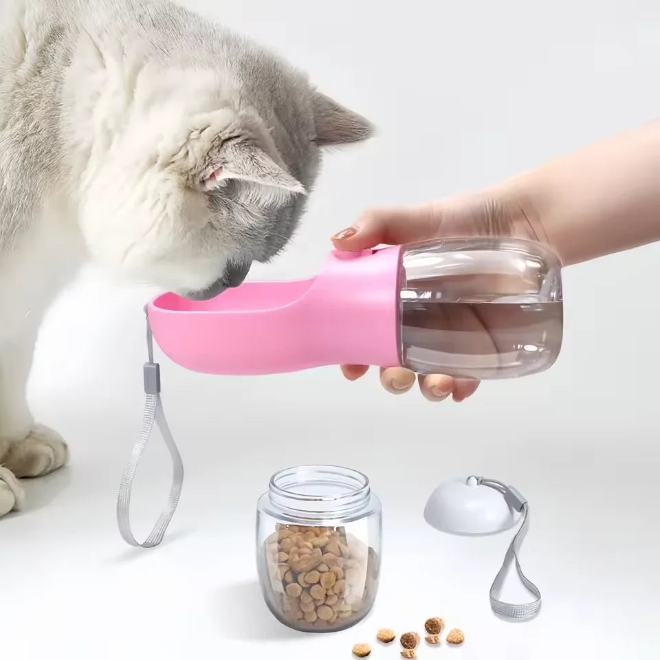 Portable Dog Cat Water Bottle with Storage Food and Water Container Suitable for Pet Dog Feeding Outdoor Travel Pet Supplies