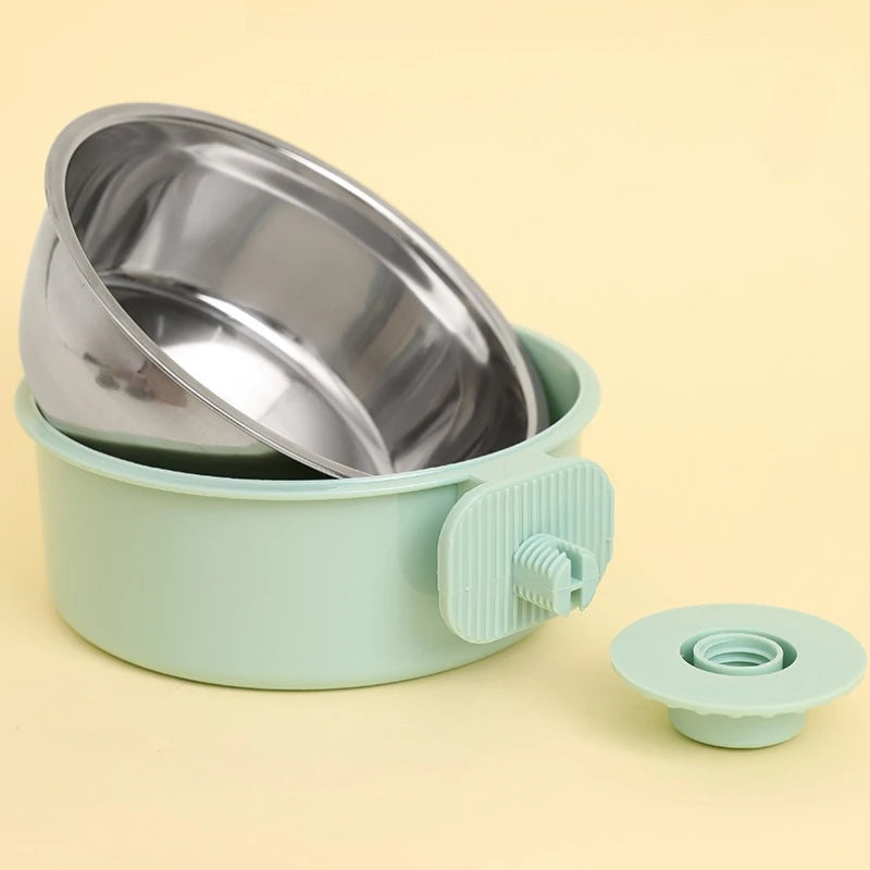 Pet Bowls Dog Feeders Removable Stainless Steel Hanging Pet Cage Bowl Food & Water Feeder for Cat Puppy Bird Guinea Pig