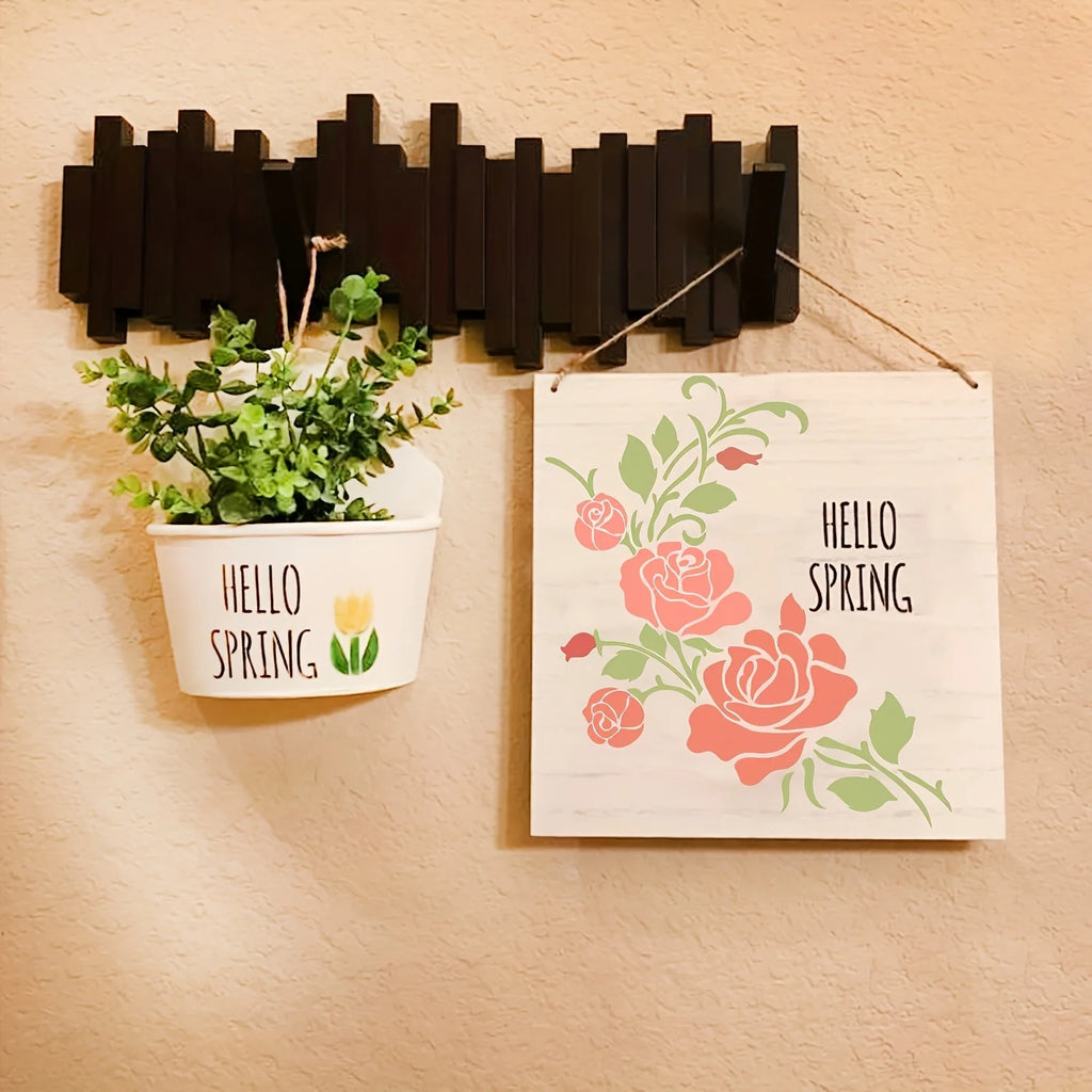 Reusable Rose PET Stencil Floral Template for DIY Wall Art And Furniture Painting