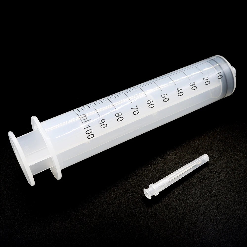 100ml/200ml Large Capacity Syringe Plastic Luer Lock Syringe With Glue Needle for Glue Dispensing, Oil Glue Liquid, Pet Feeding