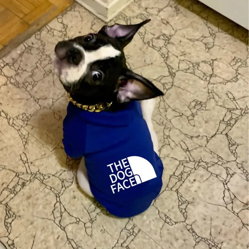 Sudadera con capucha para perro, temporada de otoño e invierno, ropa para perros grandes, estampado de texto en la cara del perro, chaqueta para bulldog francés y labrador.