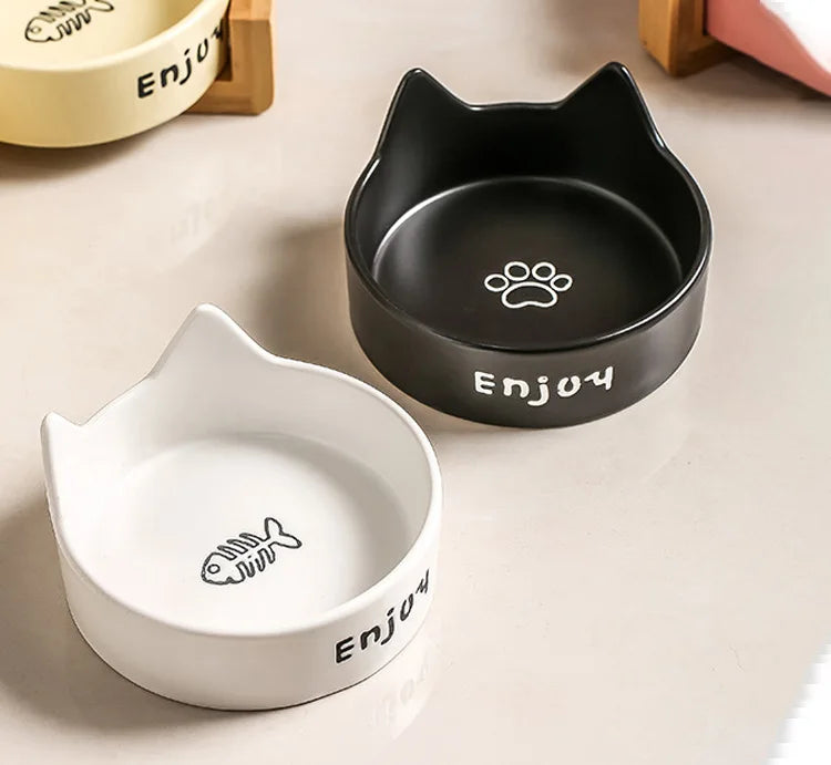 Ceramic Raised cat bowl Anti Rollover Cat Feeder for Small Dogs cats Round Pet Water Bowl Pet Supplies