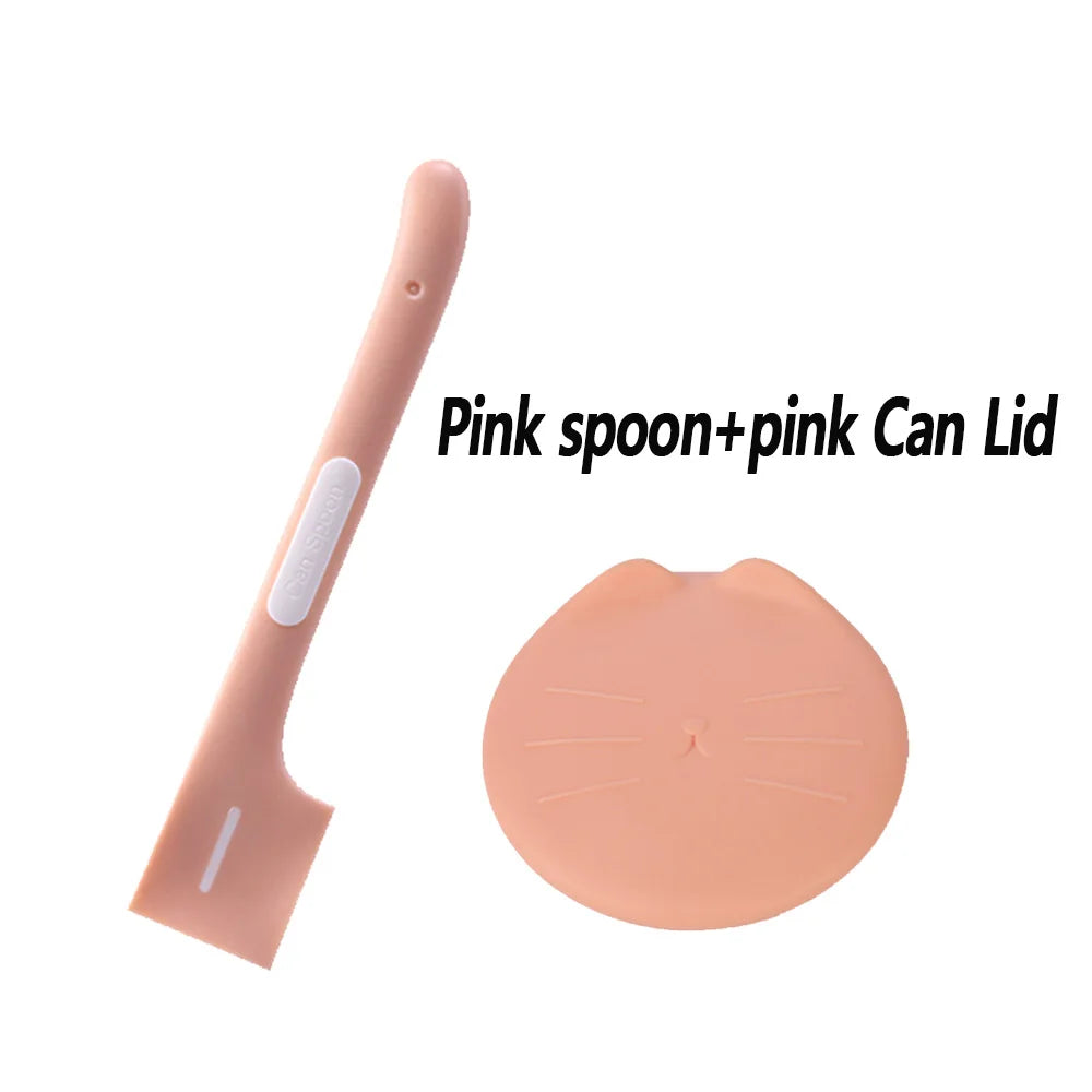 1pc/1set Pet Canned Spoon 3 in 1 Universal Sealing Lids Feeding Stirring Long Handle Cat Scoop Pet Feeding Tableware Accessories