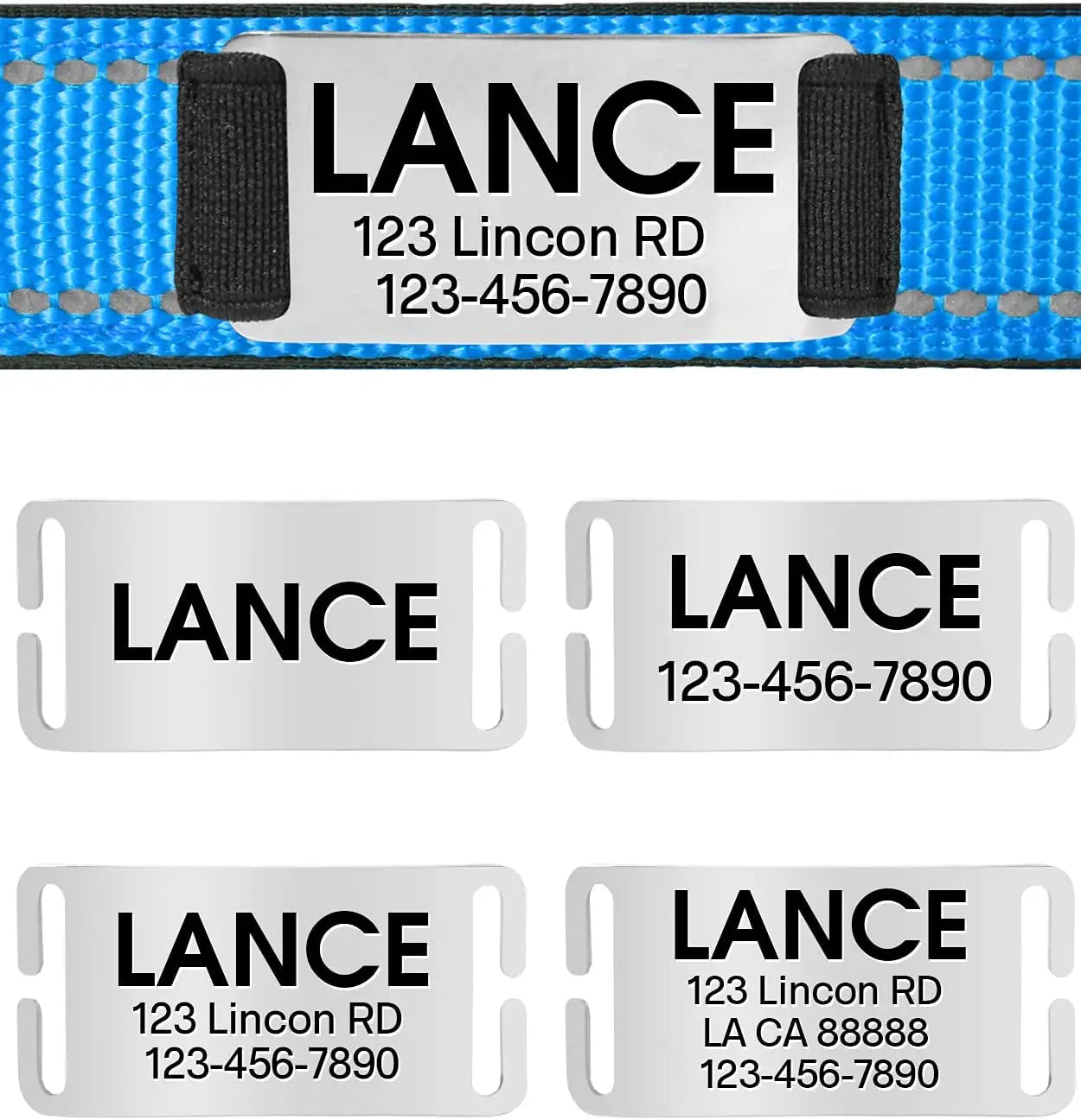 Adjustable Reflective Dog Collar Nylon Custom Engraved Name ID Tag Personalized Luminous Puppy Gleamy Large Unisex Dog Collar