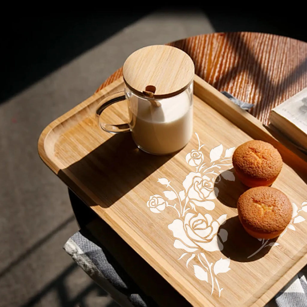 Reusable Rose PET Stencil Floral Template for DIY Wall Art And Furniture Painting