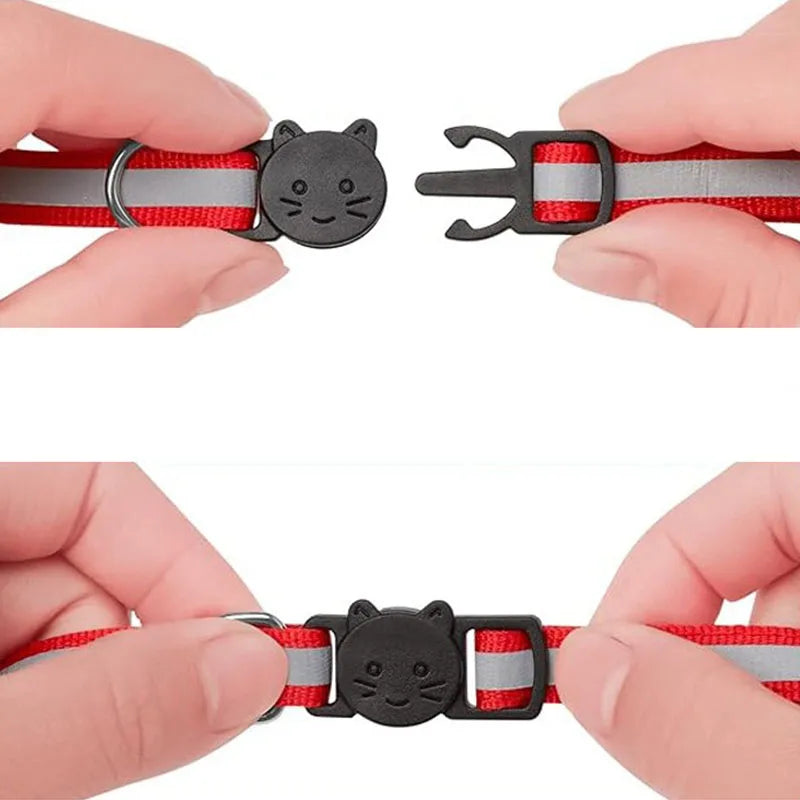 Cat Collar with Bell Cats Necklace Kitten Collar Breakaway  Collar Anti-strangling Armrests for Cat Necklace Pet Strap MBO02