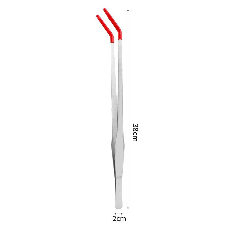 Stainless Steel Reptile Feeding Tongs With Rubber Tips Aquarium Aquarium Straight And Curved Tweezers Pet Feeding Accessories