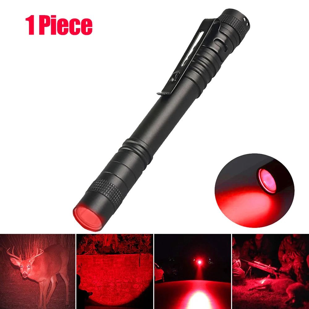 Red Light Penlight One Mode Red Light Flashlight for Camping Hiking Animal Protecting Beekeeping Detecting Aviation Night Vision