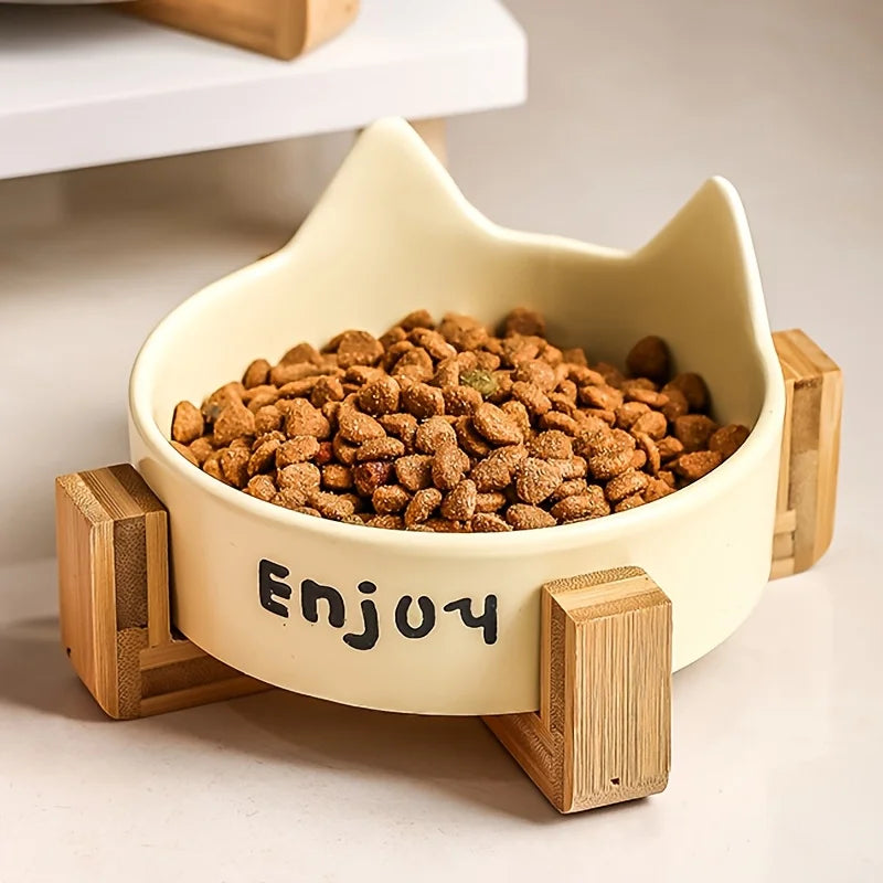 Ceramic Raised cat bowl Anti Rollover Cat Feeder for Small Dogs cats Round Pet Water Bowl Pet Supplies