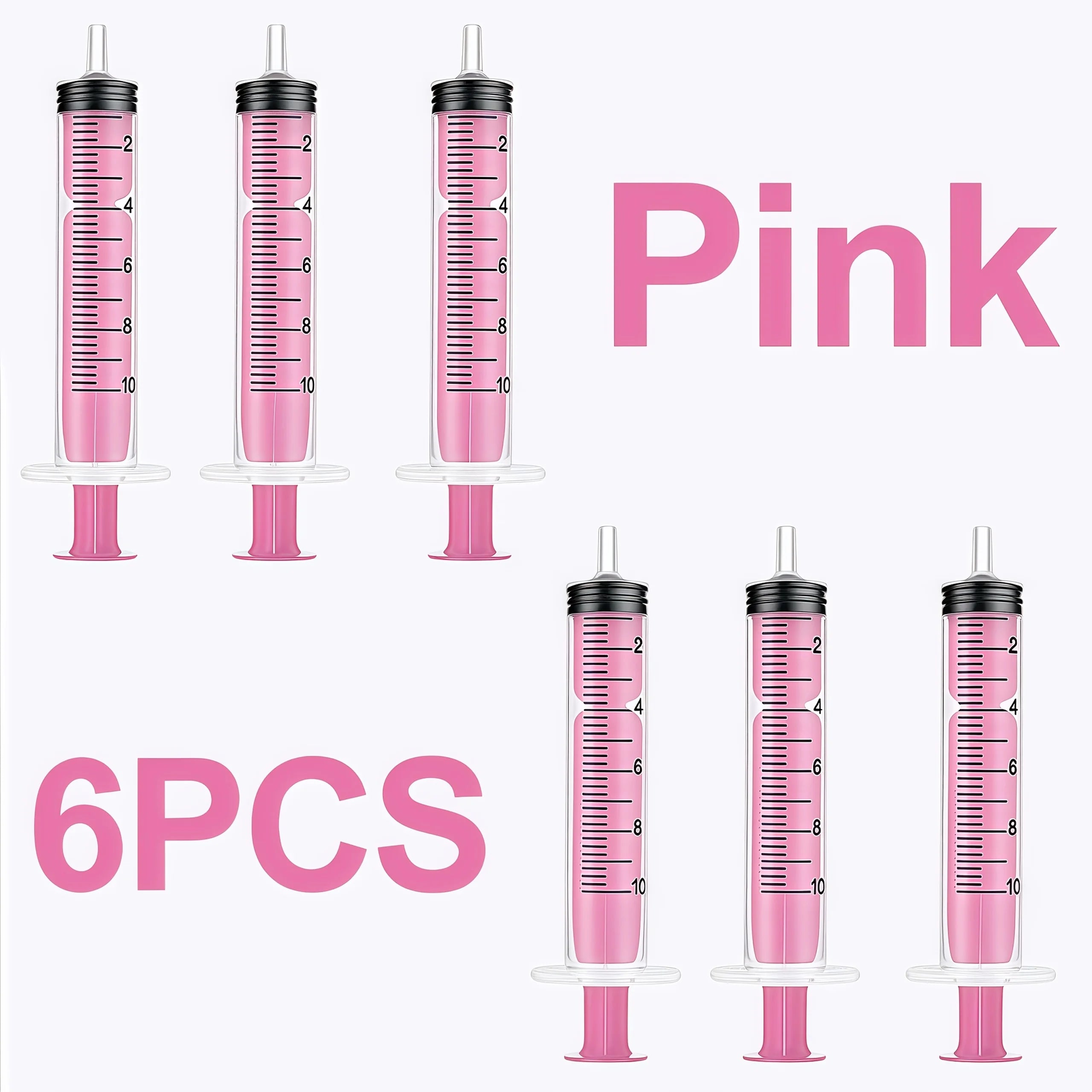 6 pieces of 10ml colored syringe with caps, suitable for glue, liquid distribution and measurement, pet food feeding, refilling