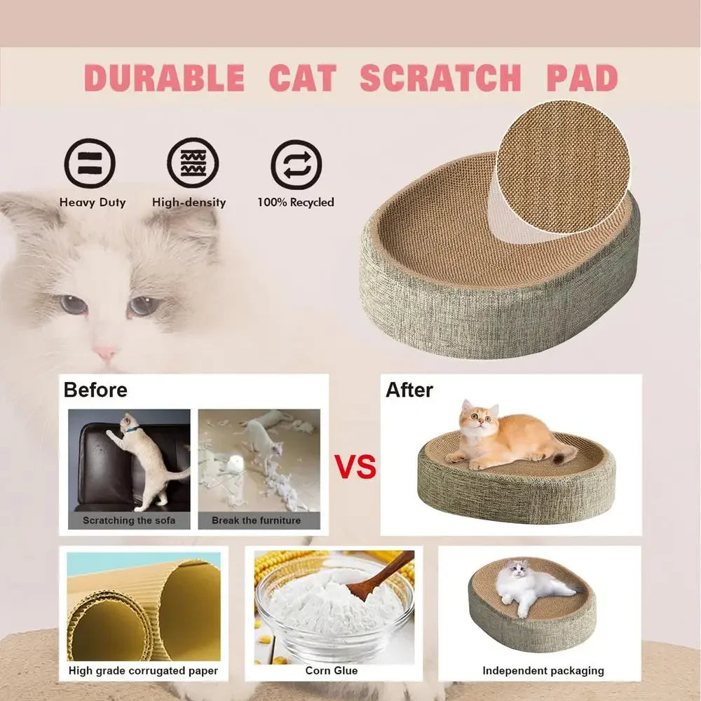 Oval Shaped Scratch Pad for Cats Sisal Scratching Cat Bed Multipurpose Pet Sleeping Mat Wear-Resistant Cat Scratch Bed Nest