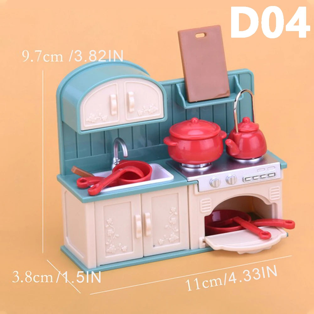 1:12 Miniature Furniture Forest Family Kitchen Toy Dining Table Dollhouse Accessories Bathroom Pretend Play For Girl Gifts Toys