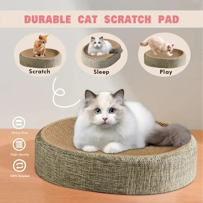 Oval Shaped Scratch Pad for Cats Sisal Scratching Cat Bed Multipurpose Pet Sleeping Mat Wear-Resistant Cat Scratch Bed Nest