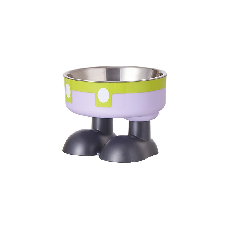 A high-legged pet bowl, colorful stainless steel large-capacity dog bowl for feeding and water, neck-protecting cat bowl, anti