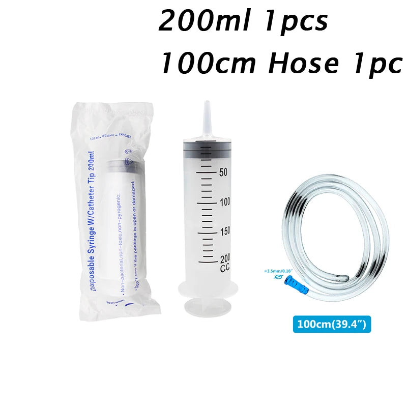 Plastic Car Oil Pet Feeding Pump Nutrient Measuring Big Syringe Reusable With 100cm Hose Syringes Large Capacity Syringe 100-550