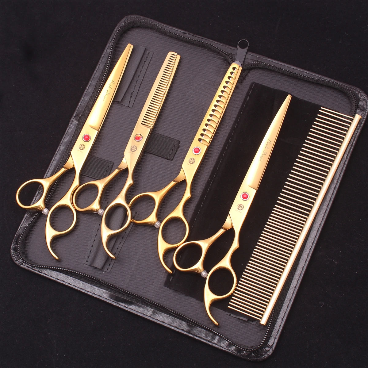 Purple Dragon Dog Grooming Scissors 7" Japan Stainless Straight Shears Pet Thinning Scissors Dog Curved Shears Chunker Z3003