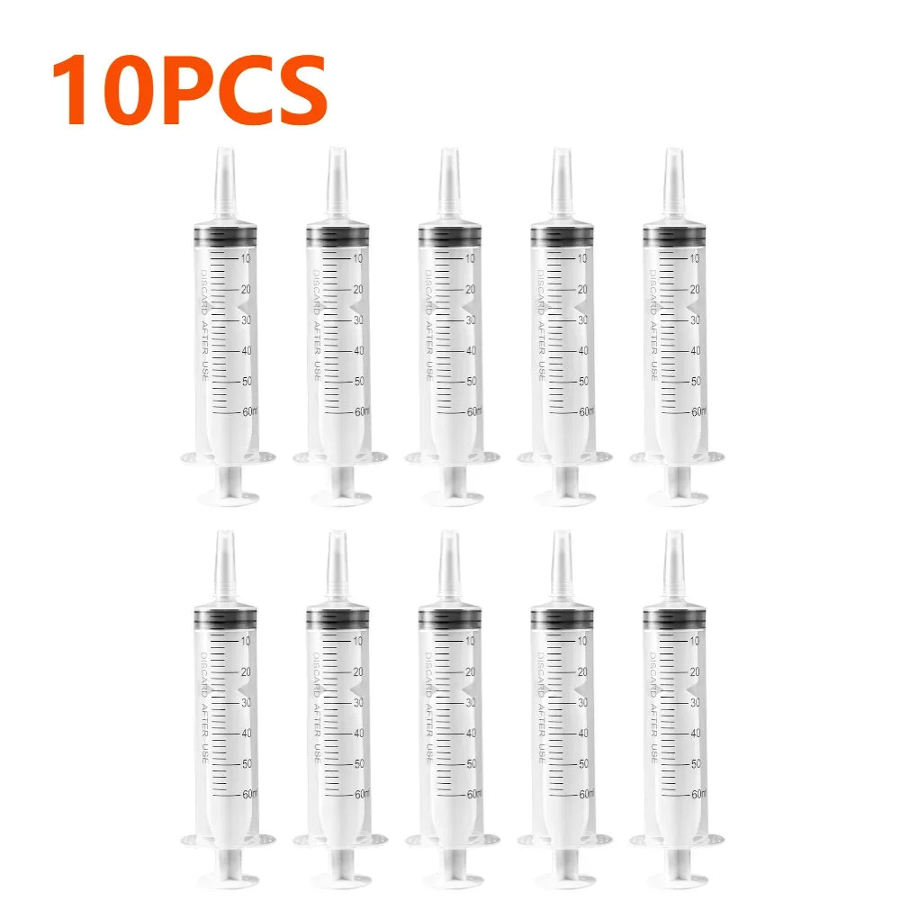 60ml Without Needle Plastic Nutrient Syringe 1-20Pcs Measuring Tool For Pump Draw Ink Liquid Oil Glue Applicator Pet Feeding