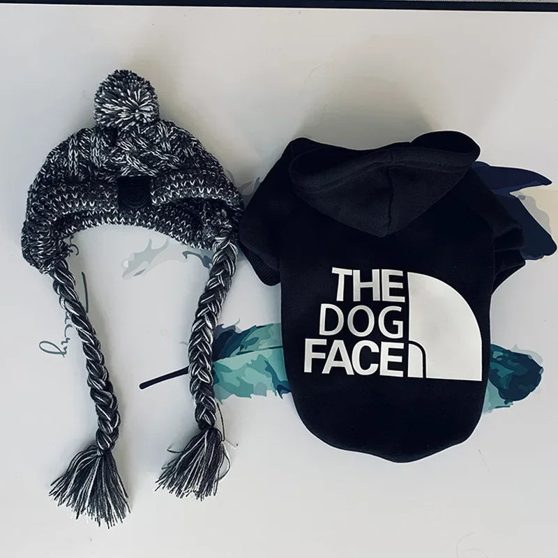 Sudadera con capucha para perro, temporada de otoño e invierno, ropa para perros grandes, estampado de texto en la cara del perro, chaqueta para bulldog francés y labrador.