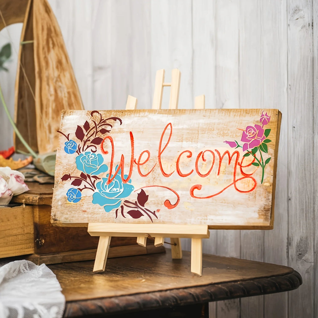 Reusable Rose PET Stencil Floral Template for DIY Wall Art And Furniture Painting