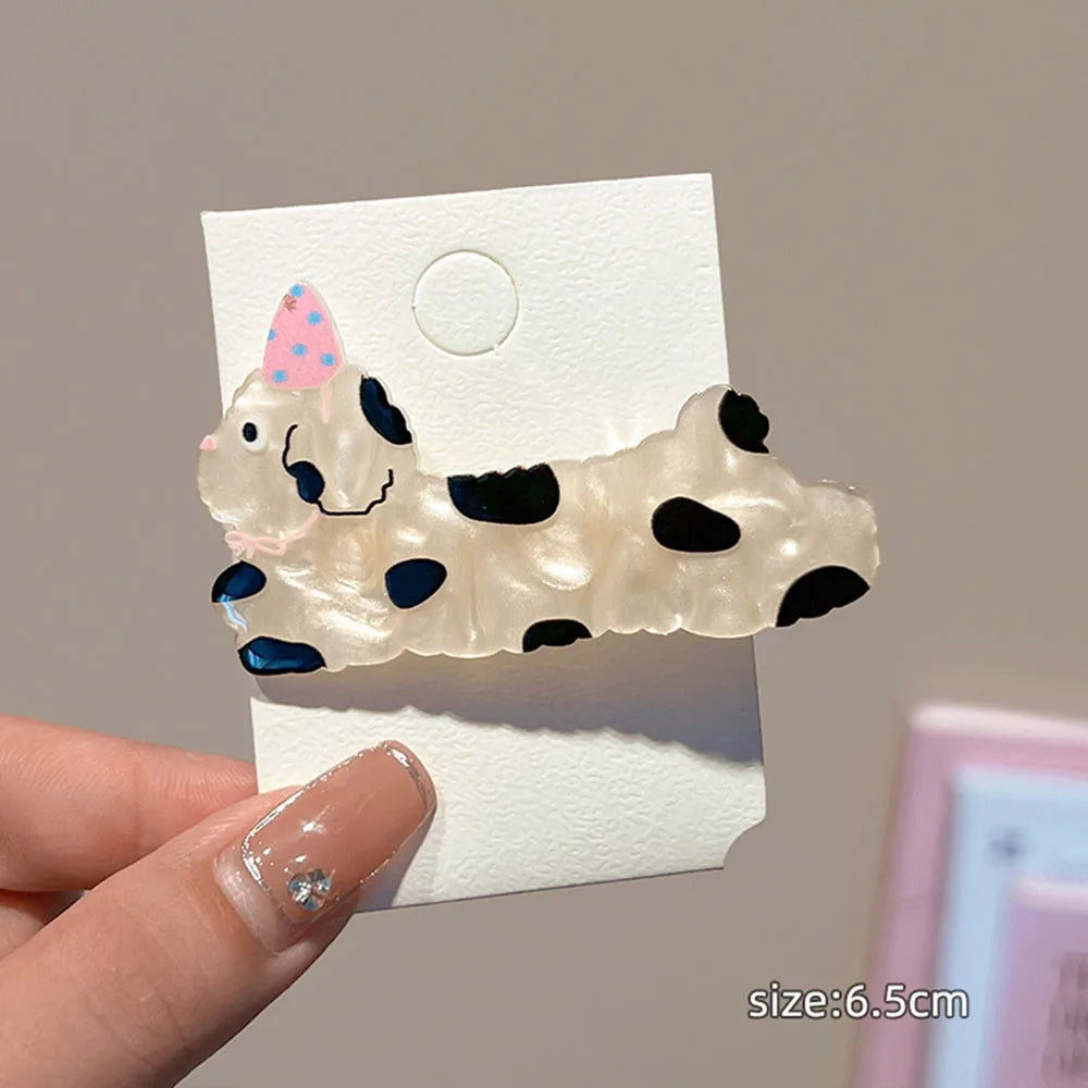 Cartoon Cute Puppy Headwear kitty Hair Clip Acrylic Christmas Hairpins Sweet Animal Bangs Clip For Girls Hair Accessories