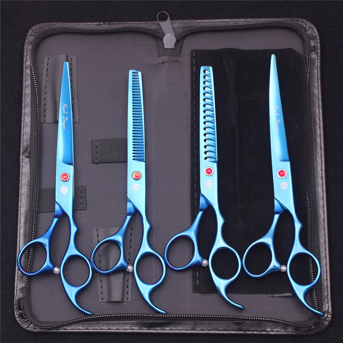 Purple Dragon Dog Grooming Scissors 7" Japan Stainless Straight Shears Pet Thinning Scissors Dog Curved Shears Chunker Z3003