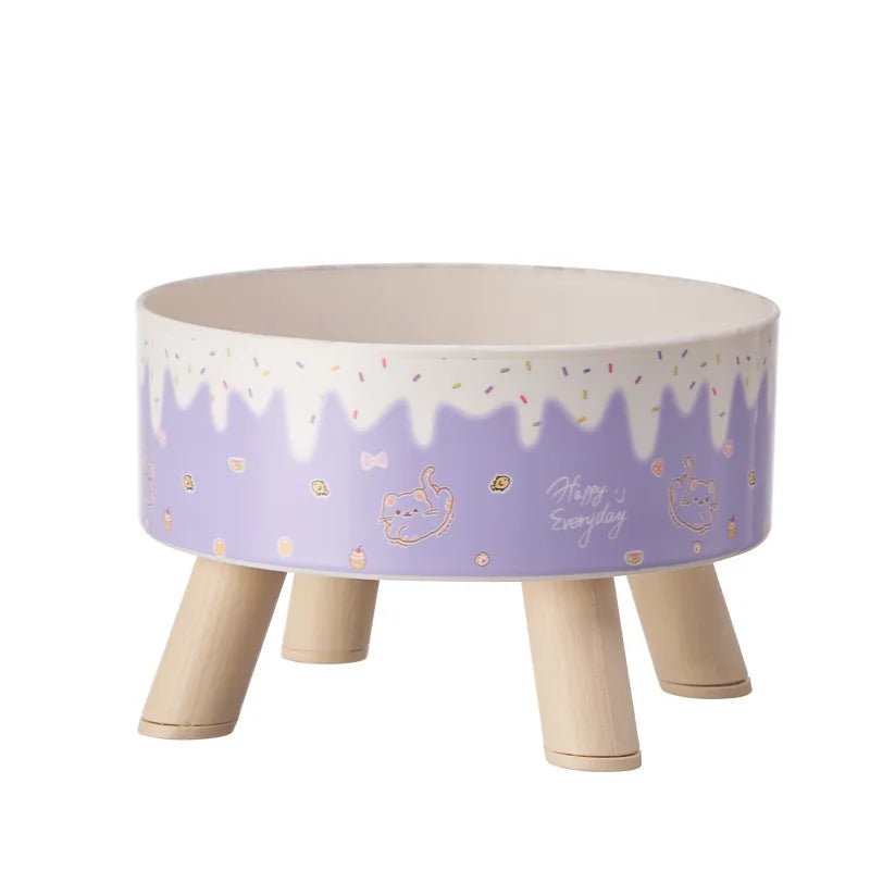 An ice cream pet bowl Colorful feeding and water cat bowl Fashion cartoon design dog bowl Pet high-legged neck bowl