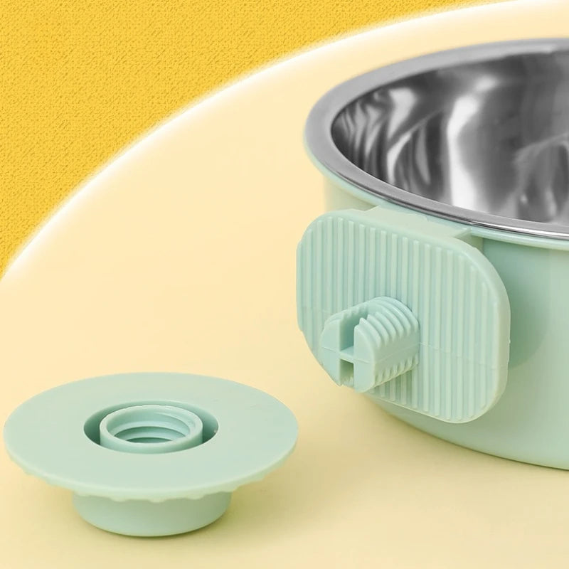 Pet Bowls Dog Feeders Removable Stainless Steel Hanging Pet Cage Bowl Food & Water Feeder for Cat Puppy Bird Guinea Pig