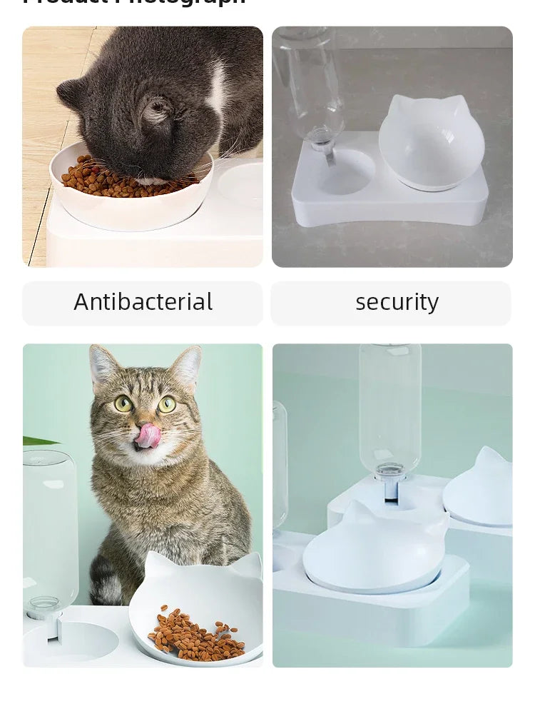 Gamelle pour animaux de compagnie, inclinable à 15 degrés pour protéger les vertèbres cervicales, distributeur automatique de nourriture pour chiens, fournitures d'alimentation pour animaux de compagnie