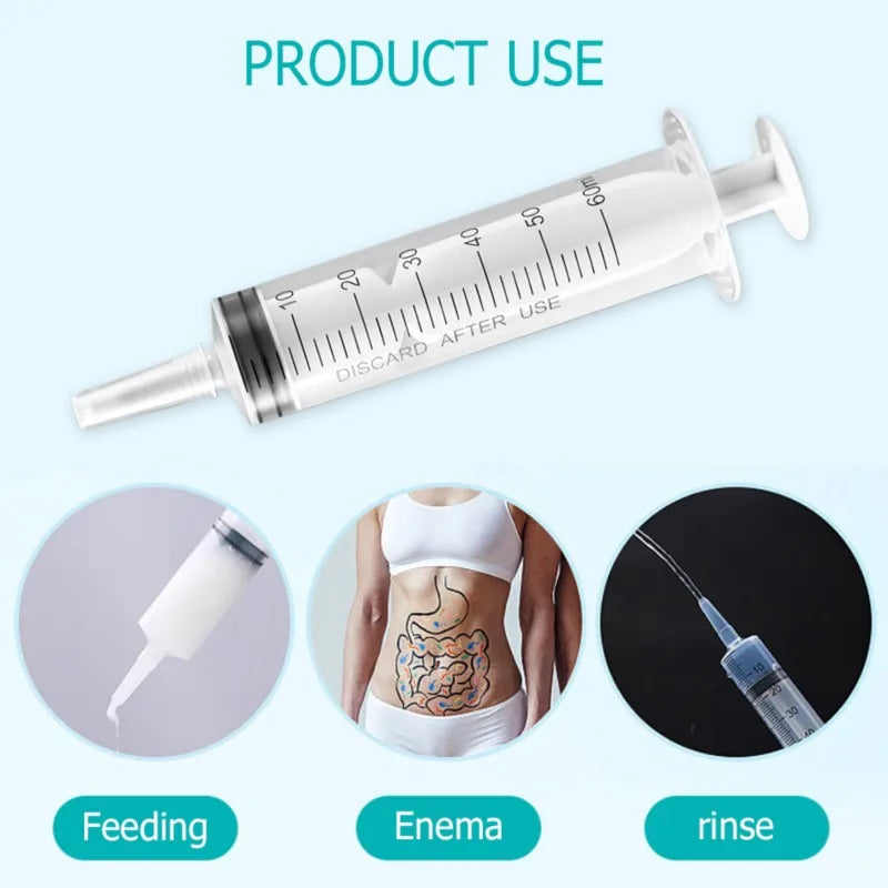 60ml Without Needle Plastic Nutrient Syringe 1-20Pcs Measuring Tool For Pump Draw Ink Liquid Oil Glue Applicator Pet Feeding