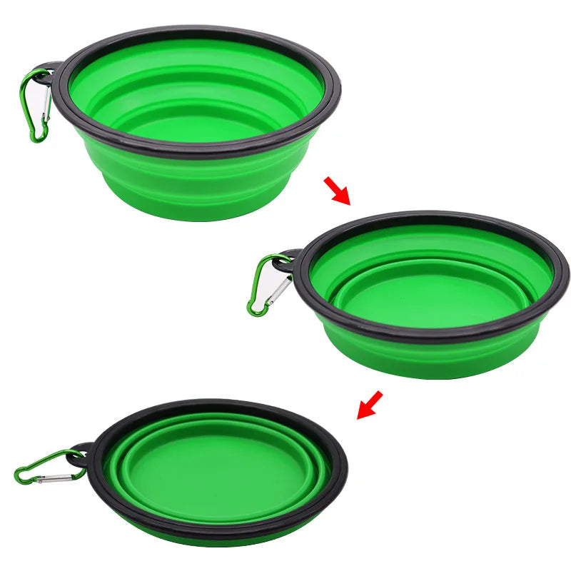 Nouveau bol pliable de 350 ml avec porte-clés pour animaux de compagnie, bol portable de voyage pour chien, bol pratique pour chat, bol pliable indéformable